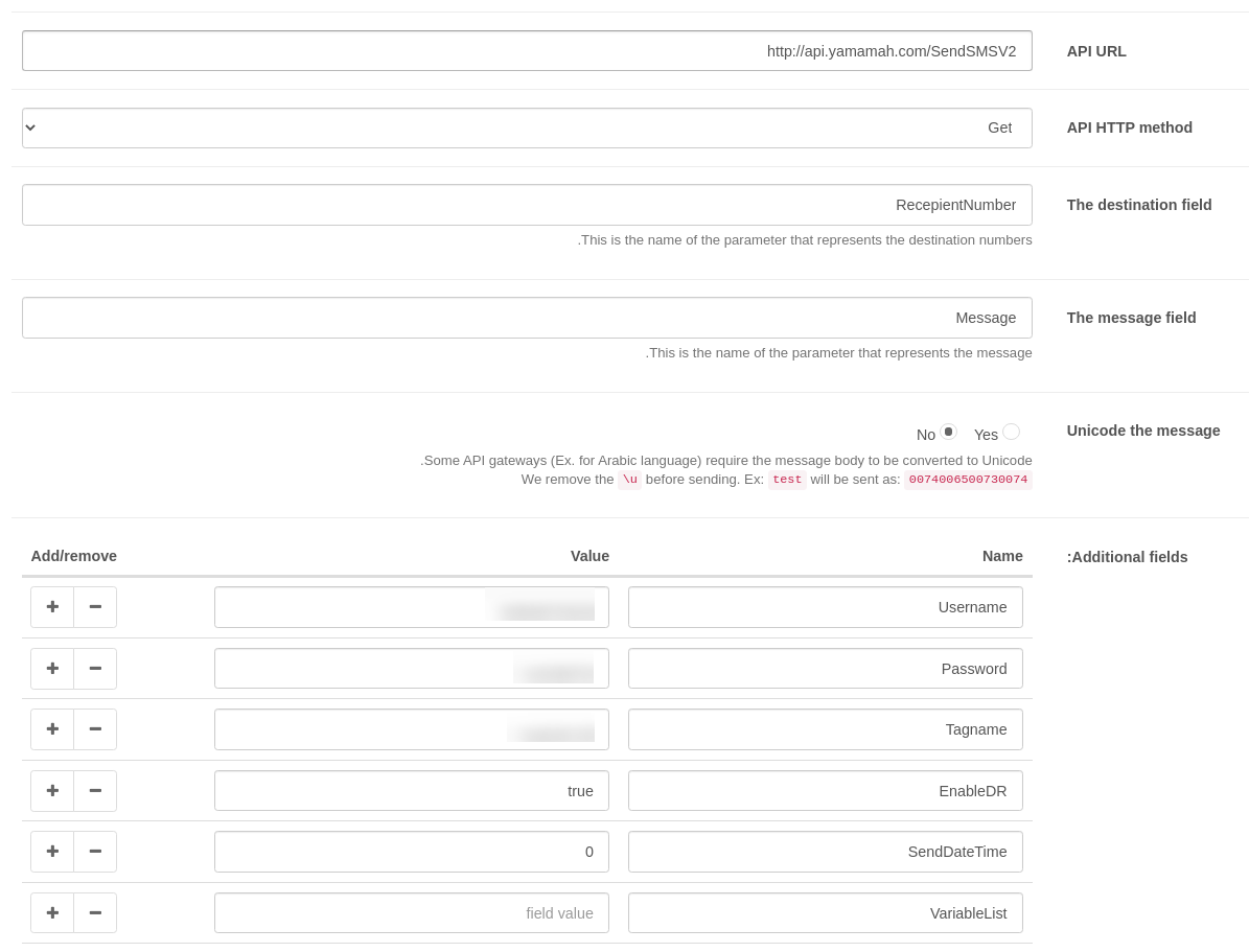 Gateway configuration example